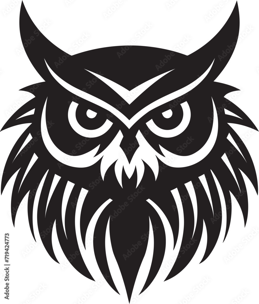 Nocturnal Grace Black Owl DesignShadowed Sentinel Night Owl Art