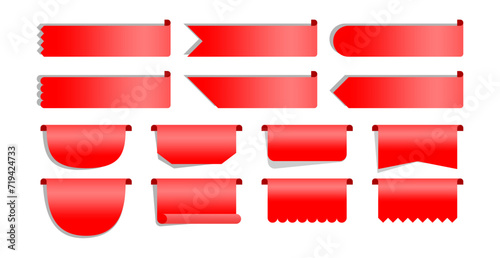 set of red and white banners Vector Premium