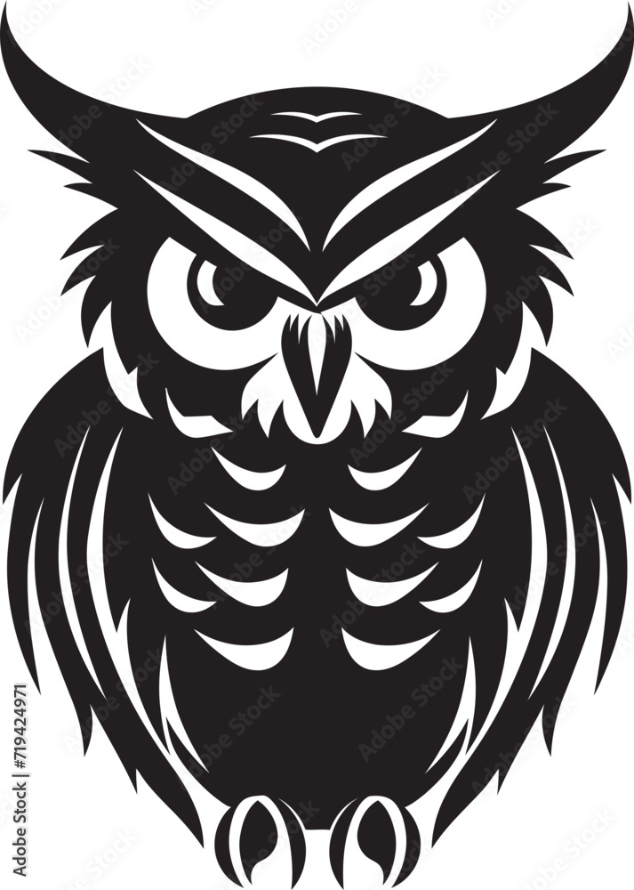 Ink Washed Majesty Night Owl VectorMidnight Shadows Black Owl Silhouette