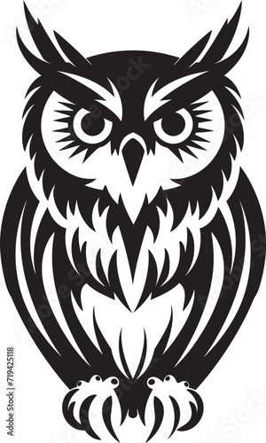 Shadowed Elegance Owl Silhouette VectorInky Perch Black Owl Graphic