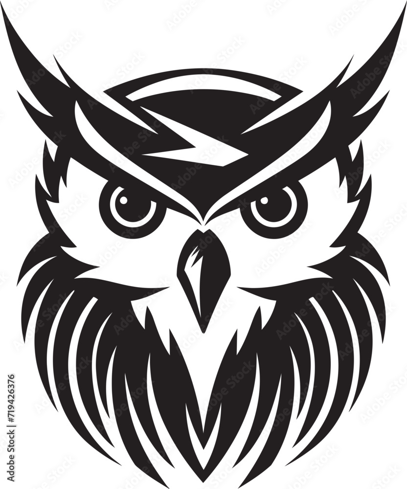 Nocturnal Guardian Stylized Black Owl Vector IconVision in the Dark Black Owl Logo Design
