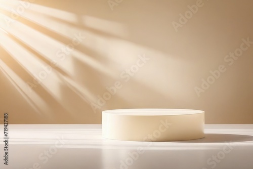 Premium quality Minimal product display neutral beige color shadows and podium background. 3d rendering, Ai Generative