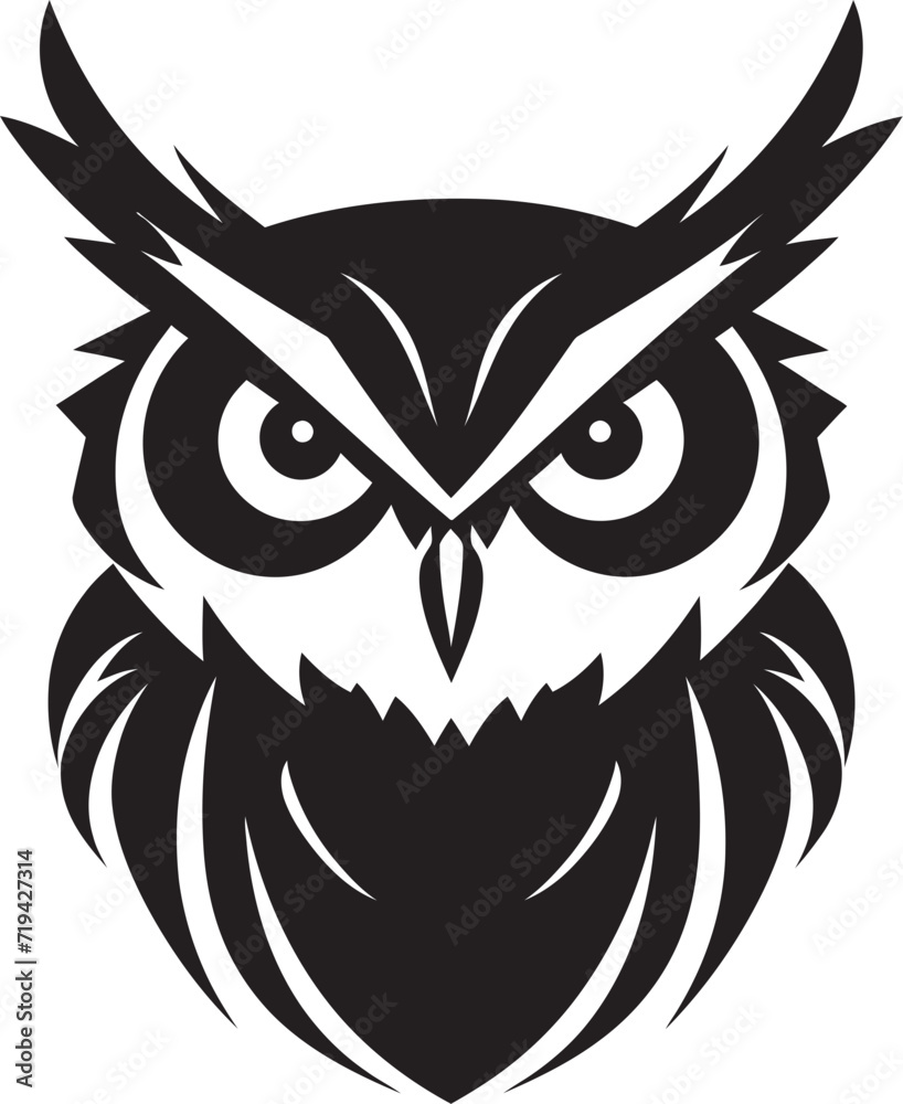 Shaded Sentinel Dark Owl IllustrationMystic Nocturne Black Owl Graphic