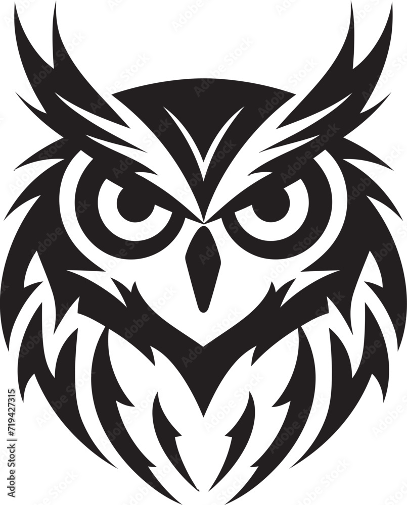 Ink Drawn Nocturne Vector OwlMidnight Specter Black Owl Art