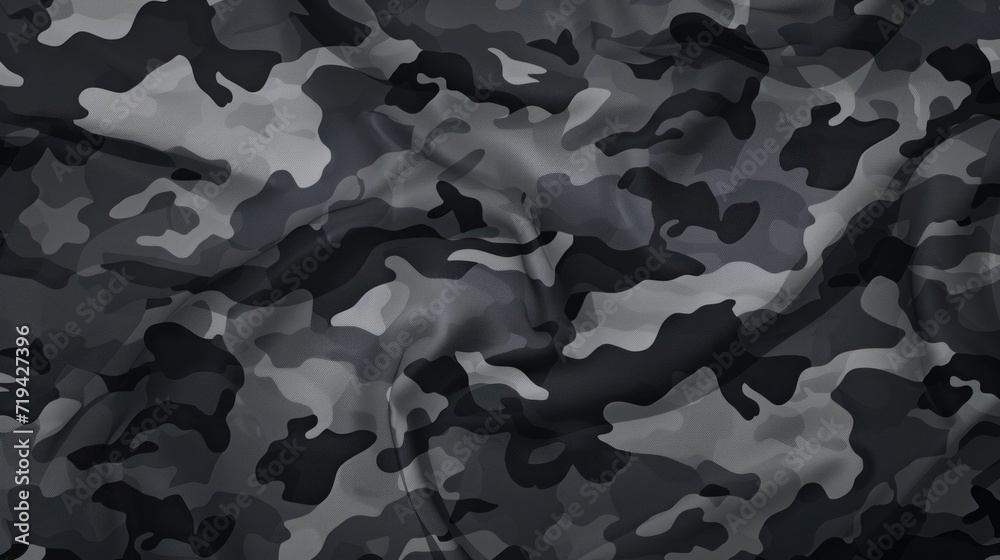 Camouflage pattern. Trendy dark gray camouflage fabric. Military texture. Dark background Camouflage pattern. Trendy dark gray camouflage fabric. Military texture. Dark background