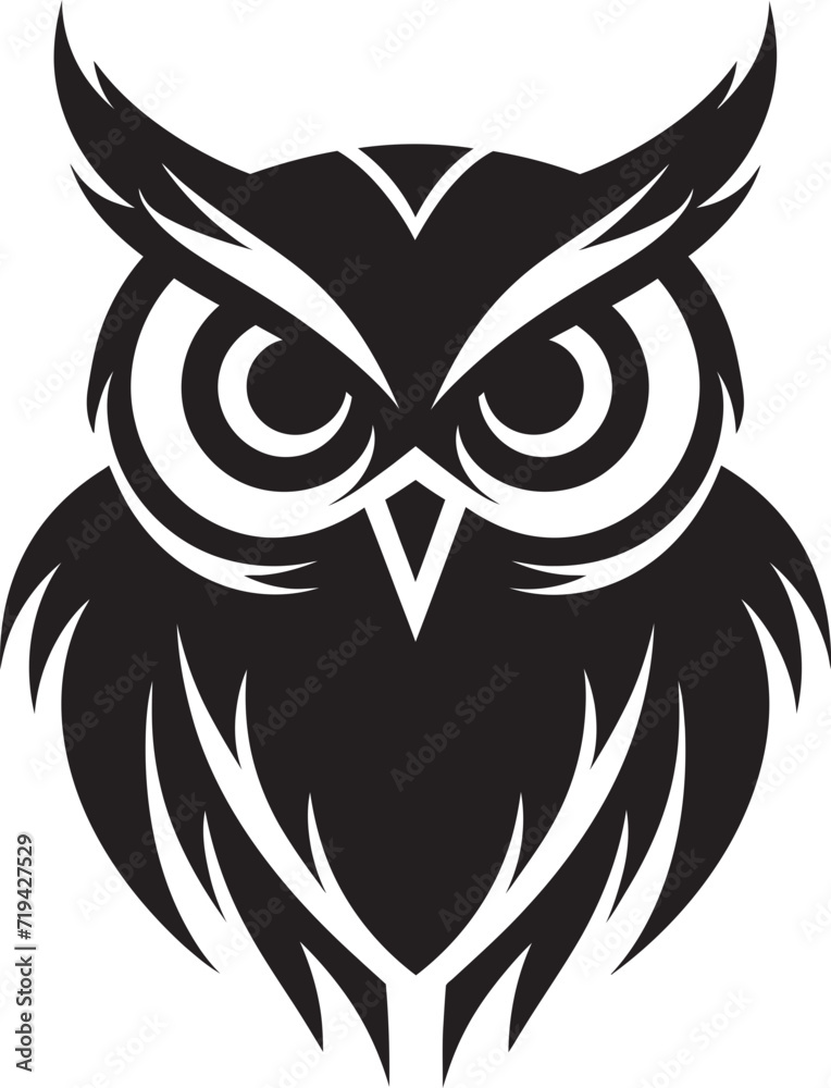 Lunar Guardian Dark Owl Vector ArtSleek Silhouette Night Owl Graphic