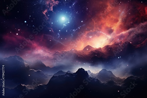 Universe galaxy wallpaper star particle motion on black background, starlight nebula in galaxy at universe Space background, Ai generated