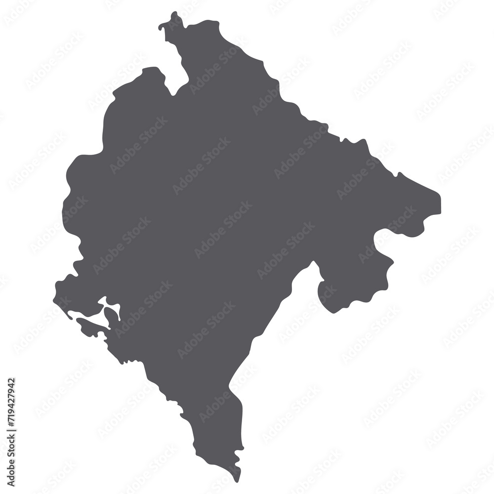Montenegro map. Map of Montenegro in grey color