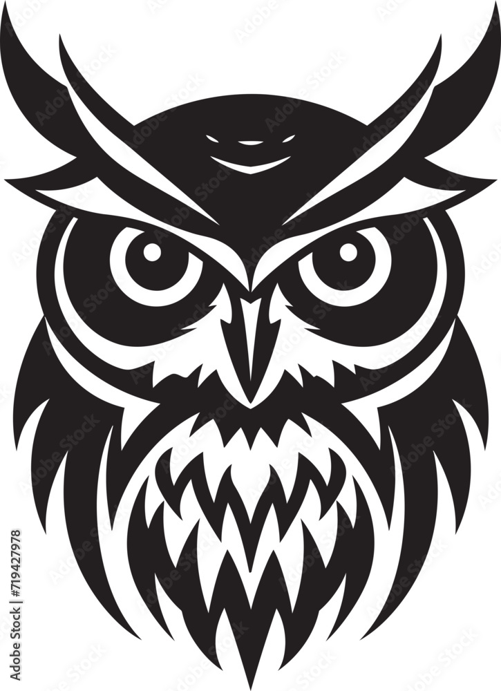 Shadowed Specter Black Owl VectorTwilight Majesty Owl Silhouette Illustration