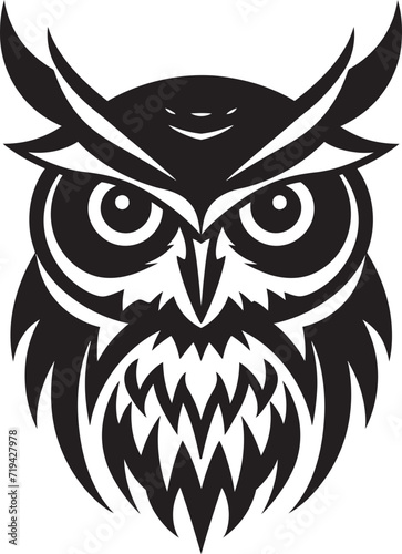 Fototapeta Naklejka Na Ścianę i Meble -  Shadowed Specter Black Owl VectorTwilight Majesty Owl Silhouette Illustration