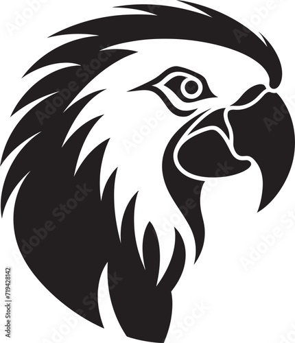 Vectorized Parrot Form Elegant Black and White RenderCaptivating Parrot Illustration Refined Vector Charm