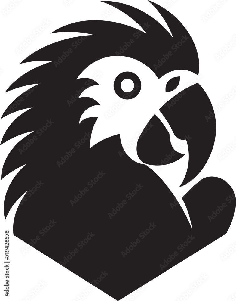 Elegant Parrot Form Vectorized Black and White BeautySleek Parrot Profile Stylish Vector Monochrome