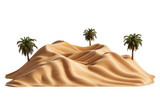 Desert Oasis and Dune Isolated On Transparent Background. PNG. An Oasis of Palm Trees Rising from the Golden Dunes, Isolated on a Transparent Backdrop