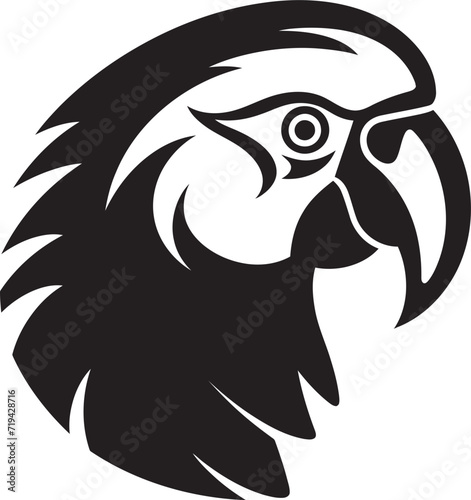 Aesthetic Parrot Illustration Vectorized Black and WhiteArtistic Parrot Form Monochromatic Vector Beauty