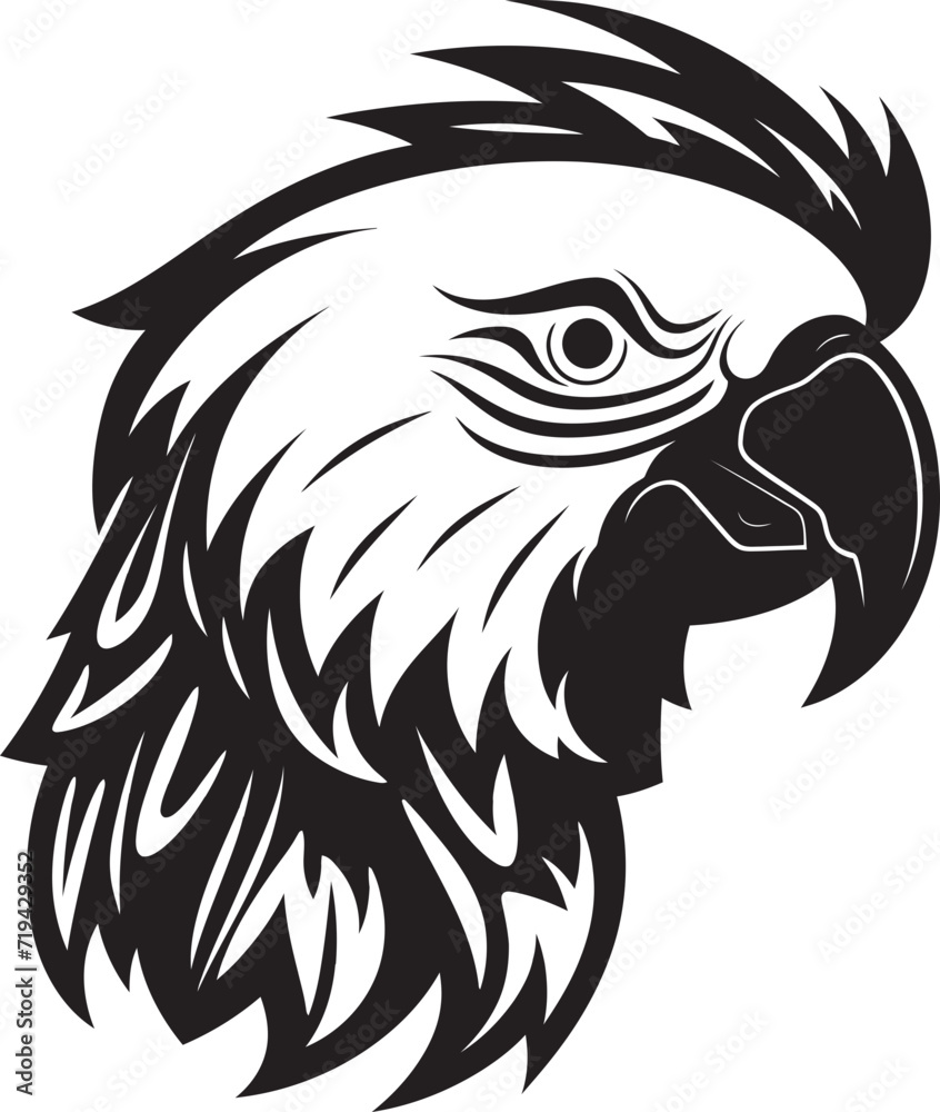 Dynamic Parrot Art Stylish Black and White VectorGraceful Parrot Profile Vector Rendition in Black