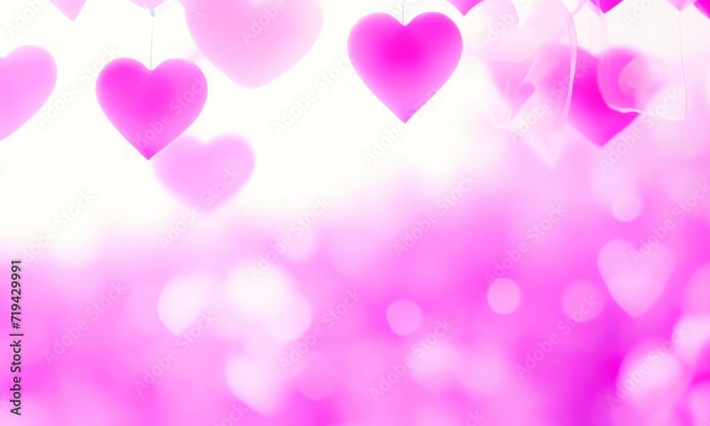 Valentine's Day background with hearts on bokeh background