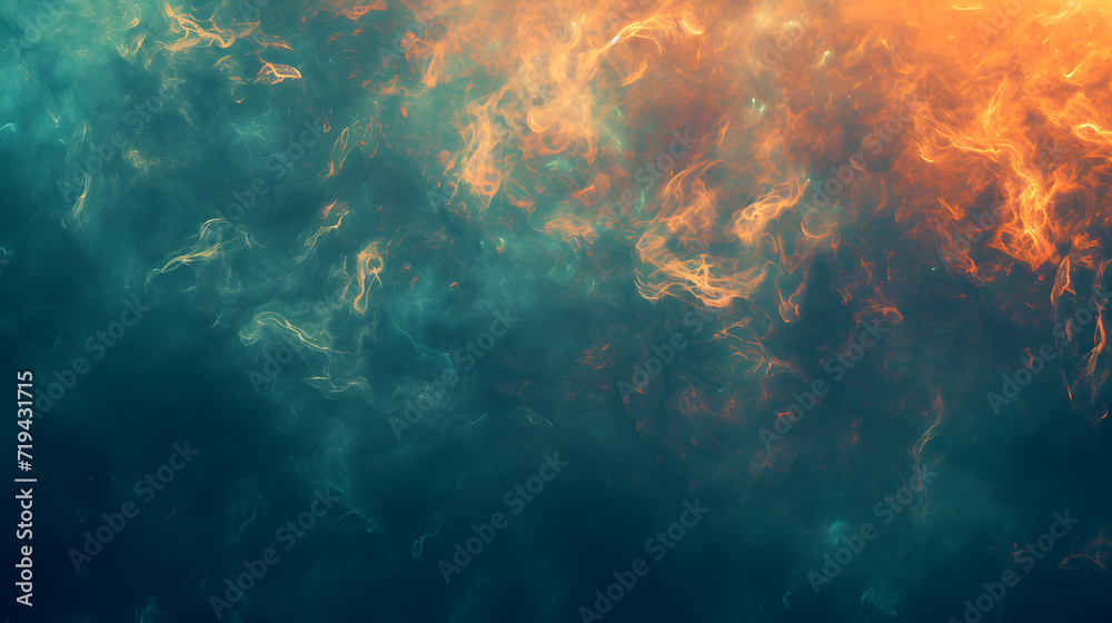 Abstract Background of Orange and Green Smoke