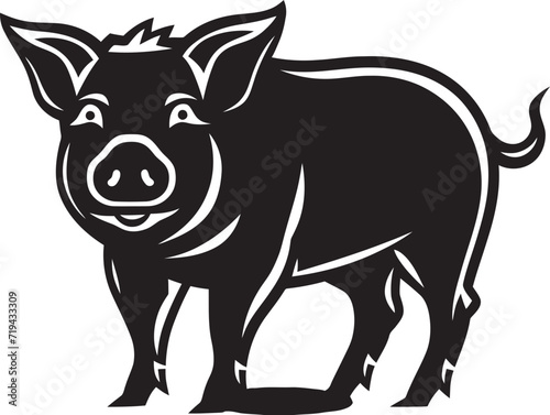 Obsidian Oink Stylish Pig SilhouetteInked Intricacy Dark Pig Vector