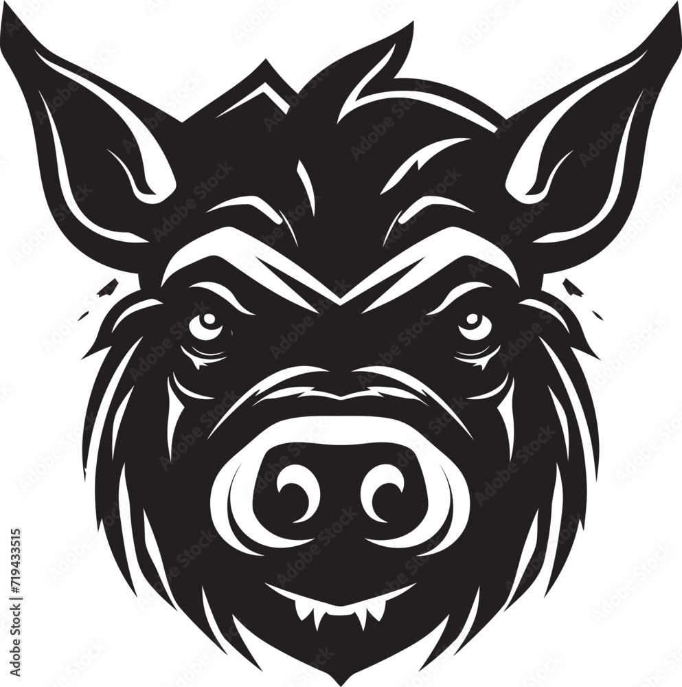 Midnight Monochrome Dark Piggy IllustrationShadowed Splendor Black Pig Art