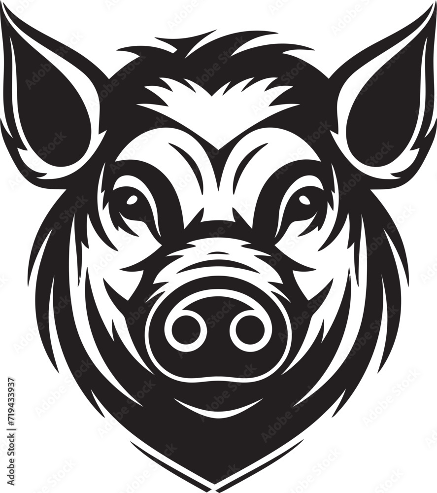 Sooty Sketches Dark Piggy IllustrationMidnight Monochrome Black Pig Design