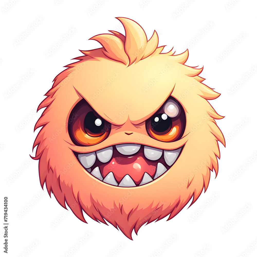 A Peach Fuzz Color Monster Illustration with Transparent Background