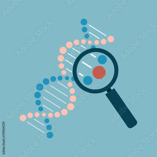 DNA model research testing flat icon. Vector illustration