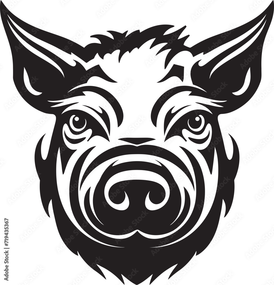 Obscured Outline Stylish Pig VectorSooty Sow Sketch Dark Piggy Illustration