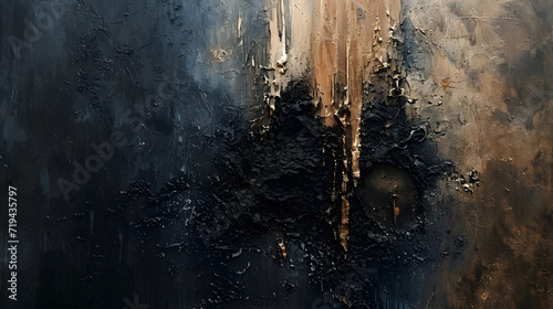 Painting of Black and Brown Colors on a Wall photo