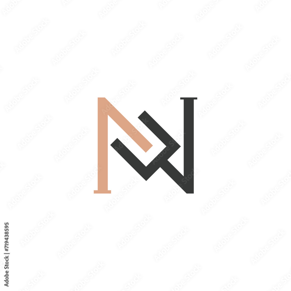 Alphabet letters Initials Monogram logo NW, WN, N and W Alphabet letters Initials Monogram logo NW, WN, N and W