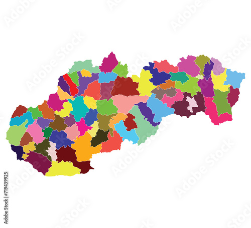 Slovakia map. Map of Slovakia in administrative provinces in multicolor