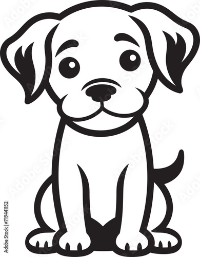 Vector Graphic Black Puppy CutenessVectorized Black Puppy Joyfulness