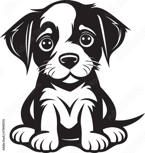 Vector Illustration Black Puppy HappinessBlack Puppy Vector Drawing