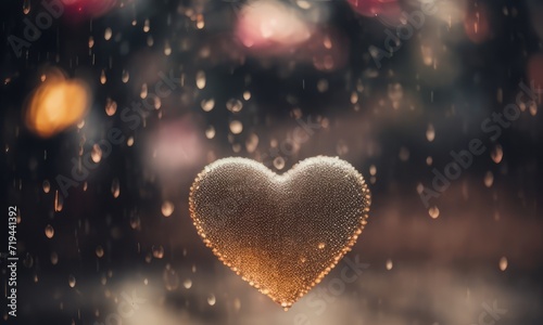 Valentine's Day background with hearts on bokeh background