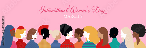 march 8  international women's day background with flat vector illustration concept photo