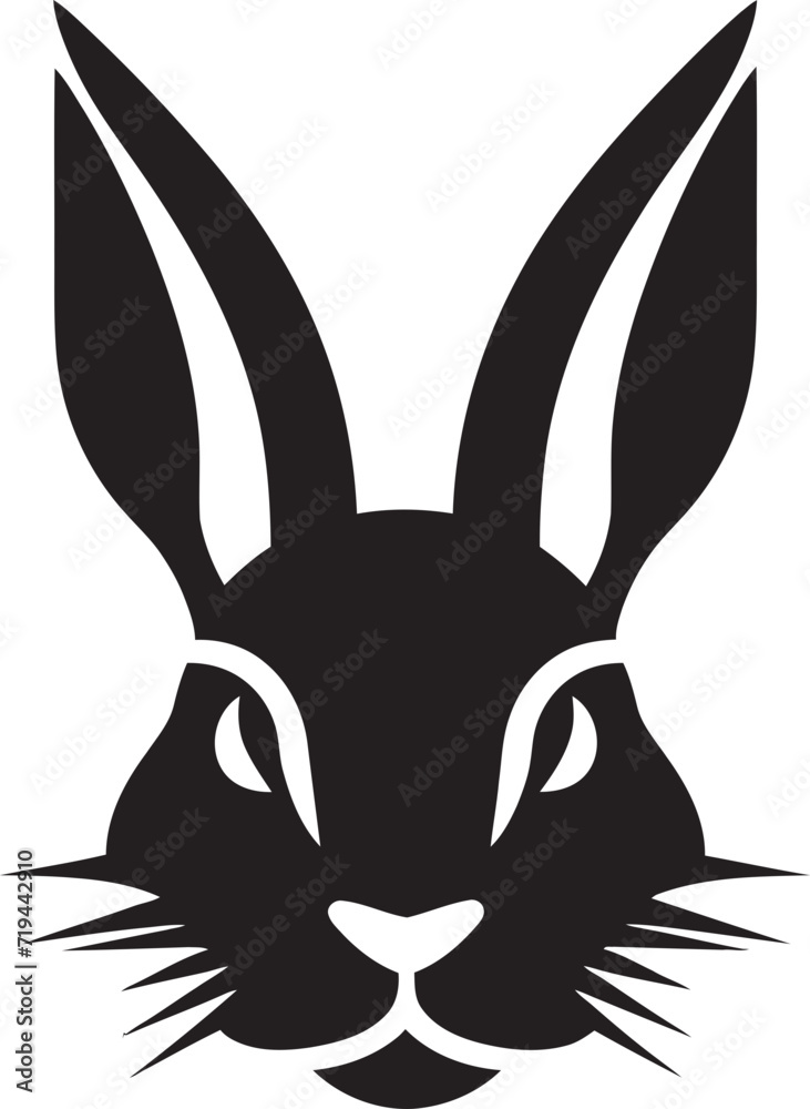 Monochrome Bunny Stylish Vector IllustrationGraphite Hare Black Vector Design