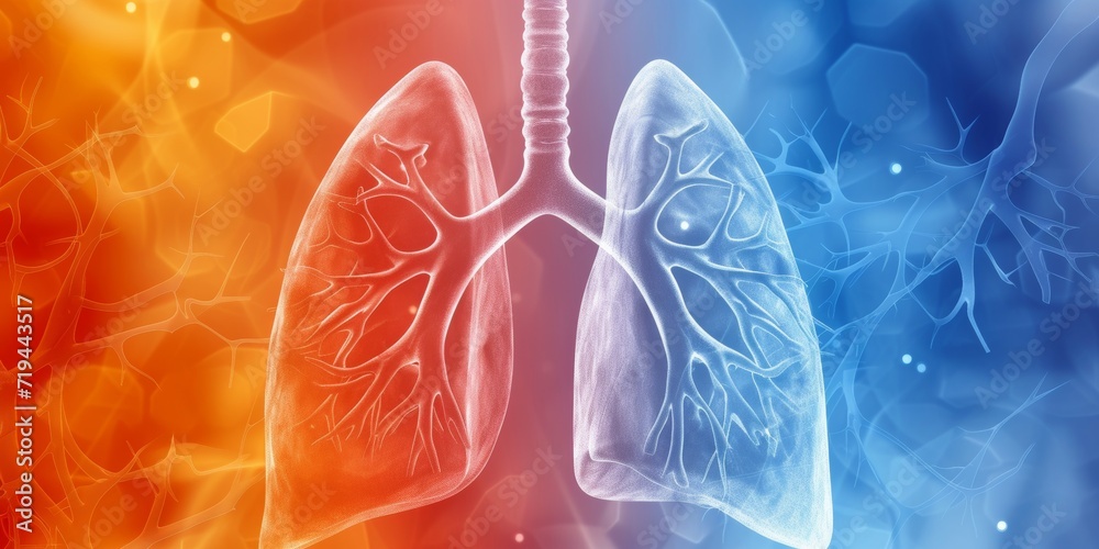 healthy lung contrasted with a lung affected by chronic obstructive pulmonary disease (COPD) - obrazy, fototapety, plakaty 