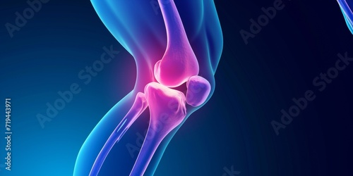 visual representation of a knee joint affected by rheumatoid arthritis, with inflamed synovial tissue photo