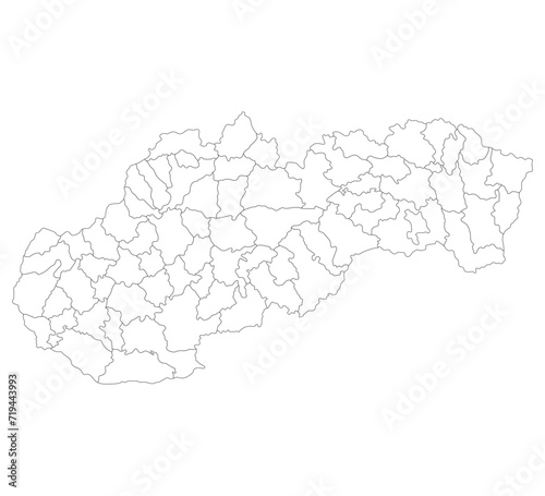 Slovakia map. Map of Slovakia in administrative provinces in white color