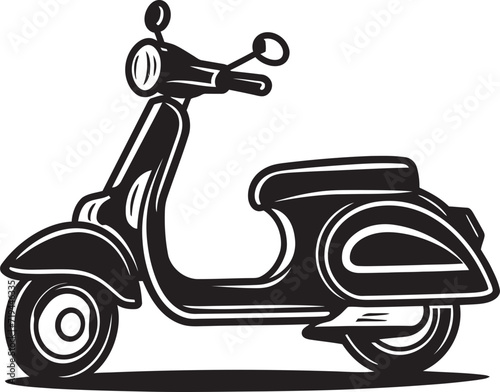 Vector Drawing Modern City ScooterCityscape Scooter Vectorized Design