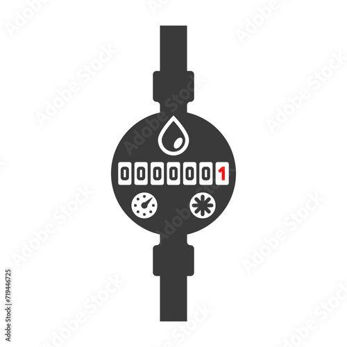 Water meter glyph icon isolated on white background.Vector illustration.	