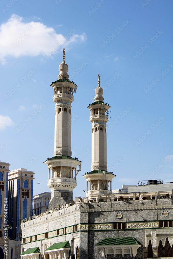 Fototapeta premium The minarets of the Meccan Kaaba . Mecca, Saudi Arabia