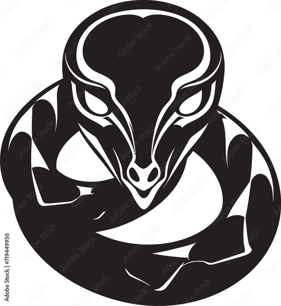 Stealthy Python Snake Vector SilhouetteObsidian Serpent Noir Vector Illustration