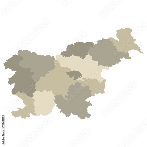 Slovenia map. Map of Slovenia in administrative provinces in multicolor