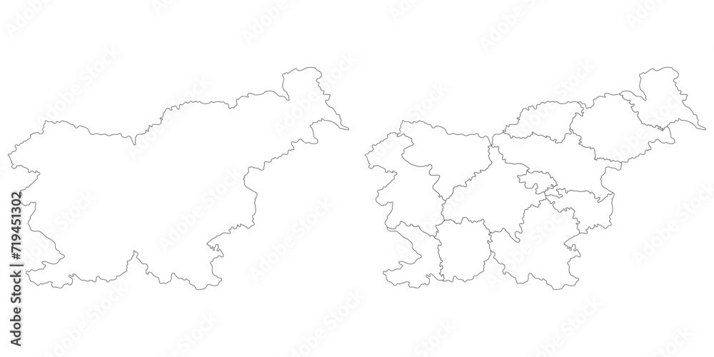 Slovenia map. Map of Slovenia in white set