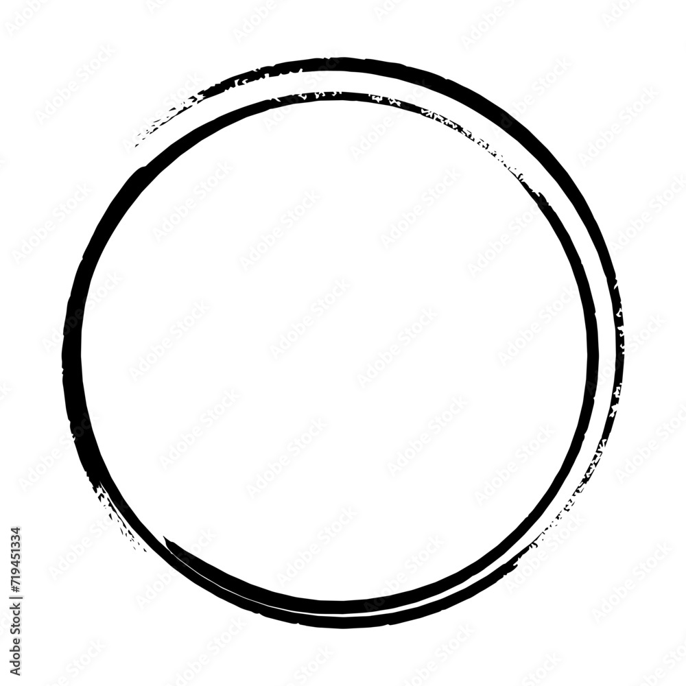 Circle frame border grunge background shape template for decorative doodle element for design illustration