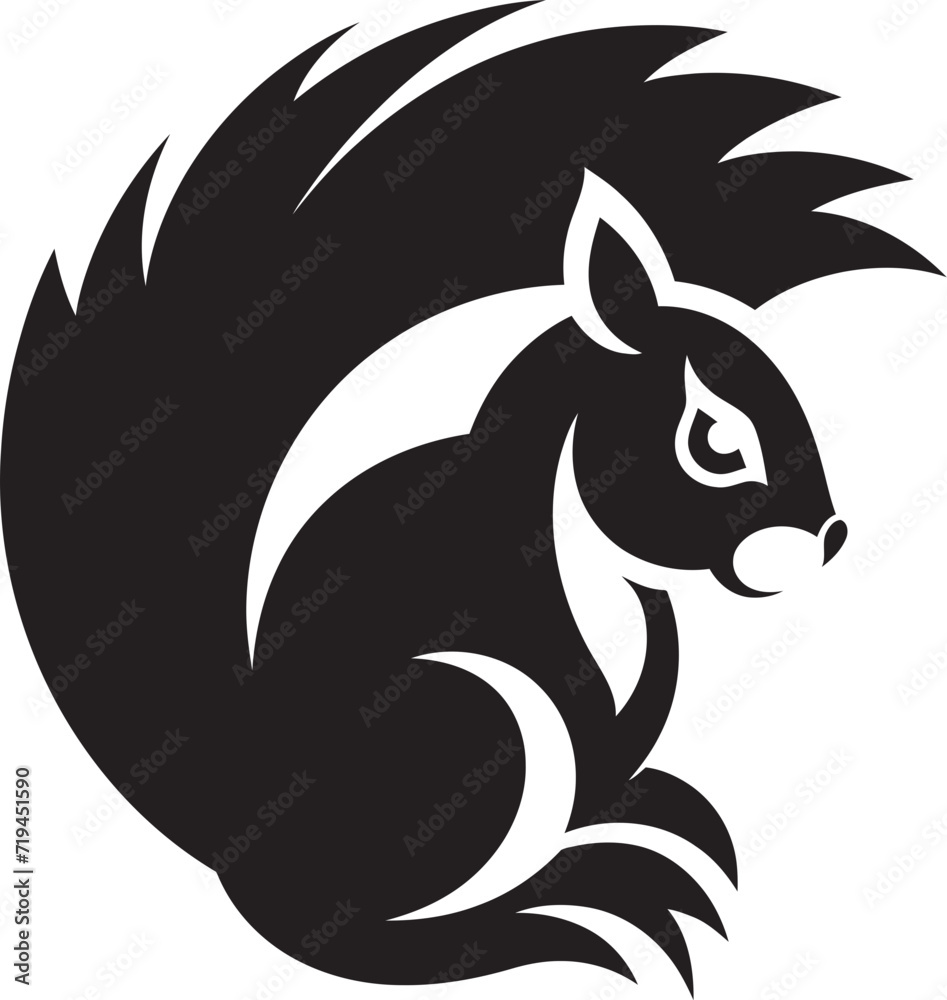 Abstract Squirrel Motion Black Vector ArtIntricate Squirrel Details Black Vector