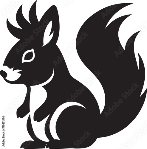 Fototapeta Naklejka Na Ścianę i Meble -  Squirrel Essence Black Vector IllustrationBlack and White Squirrel Charm Vector Graphic