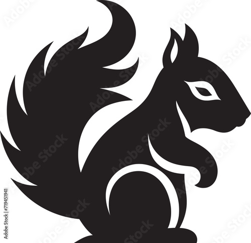 Contemporary Squirrel Form Black Vector IllustrationGentle Squirrel Whiskers Black Vector Design