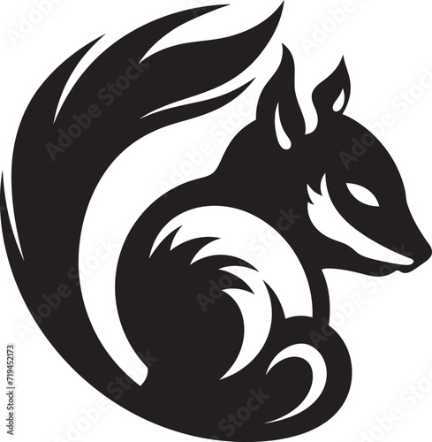 Fototapeta Naklejka Na Ścianę i Meble -  Expressive Squirrel Pose Black Vector GraphicWhimsical Squirrel Charm Black Vector Art