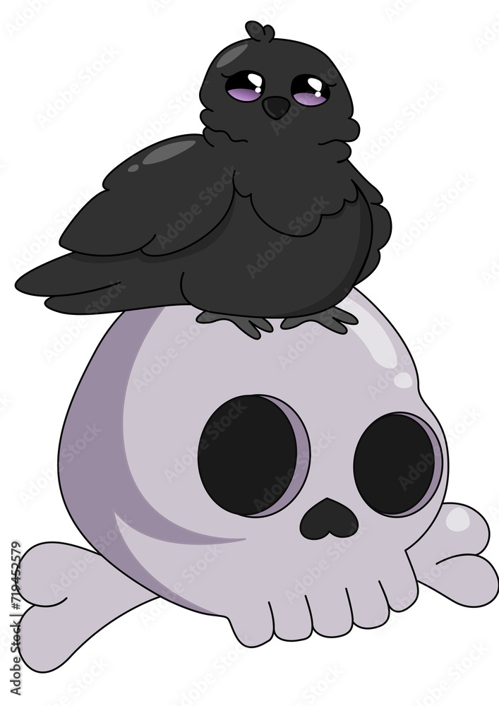 Obraz premium crow on skull
